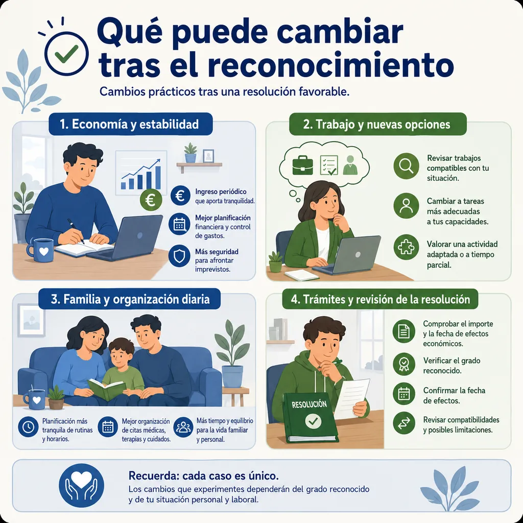 Cambios principales tras el reconocimiento de una incapacidad permanente en economía, trabajo, familia y trámites