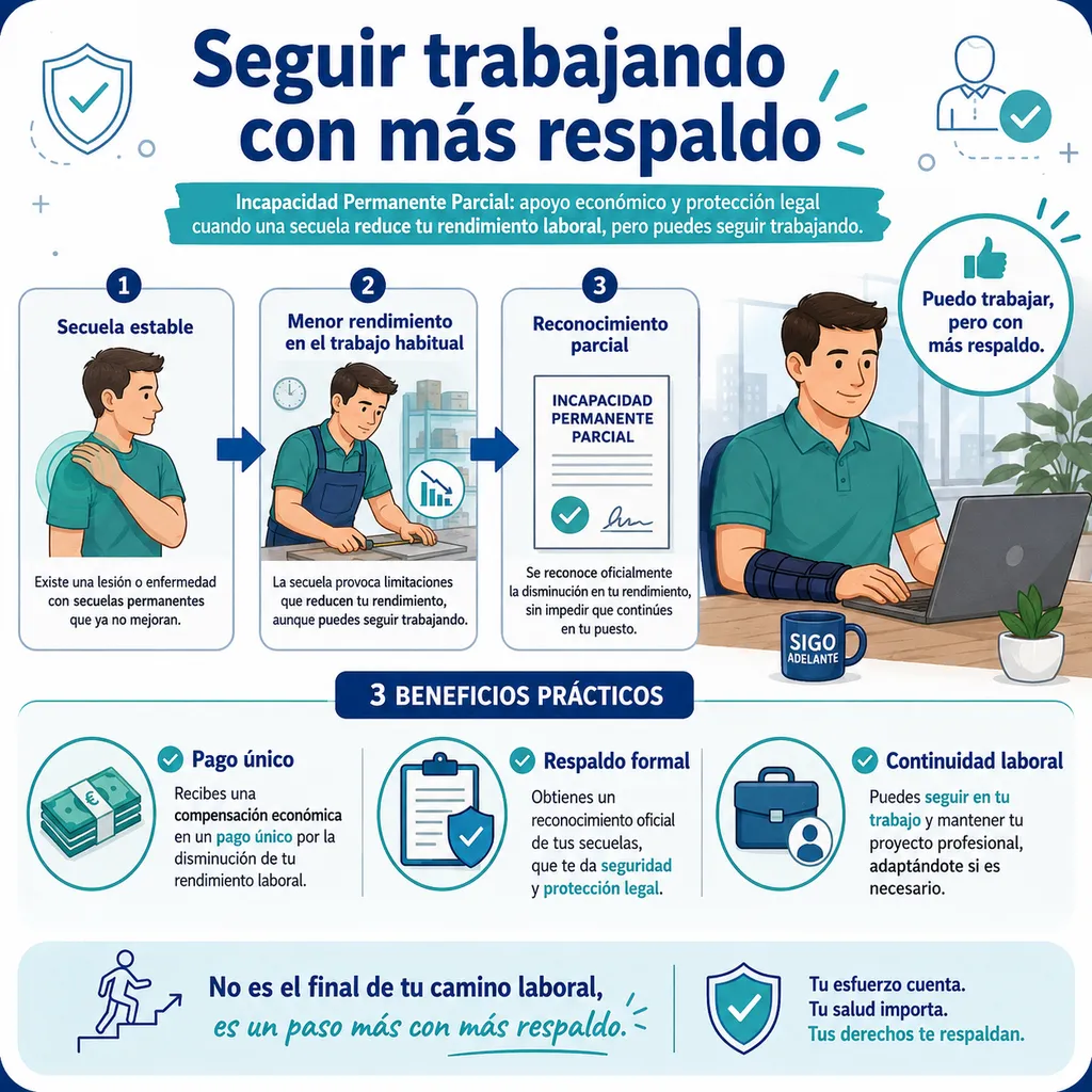 Infografía sobre cómo una secuela puede reducir el rendimiento sin impedir seguir trabajando