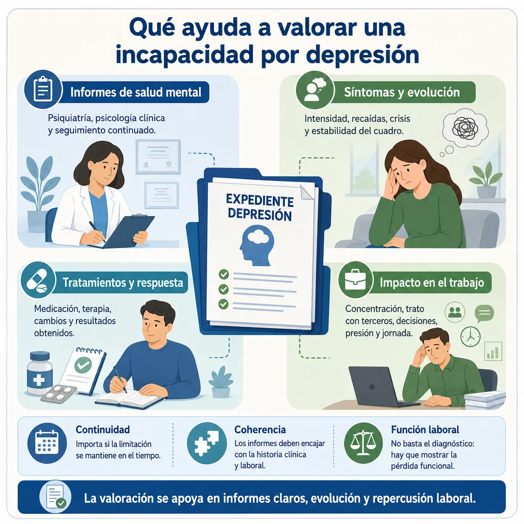Valoración de síntomas psicológicos, informes médicos y repercusión laboral ante el tribunal médico