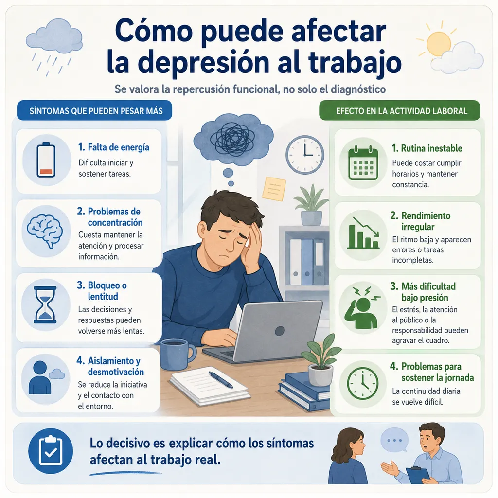 Relación entre síntomas de depresión, rutina laboral, concentración y continuidad en el puesto de trabajo
