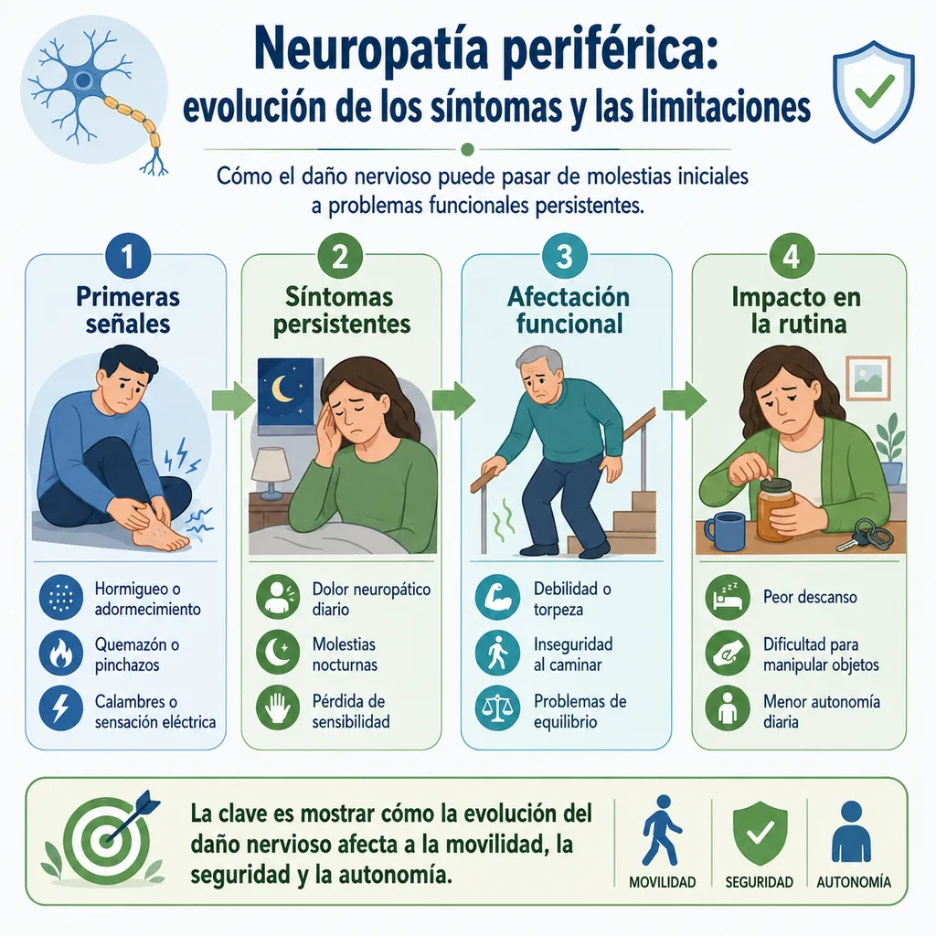 Evolución de los síntomas y limitaciones en incapacidad por neuropatía periférica