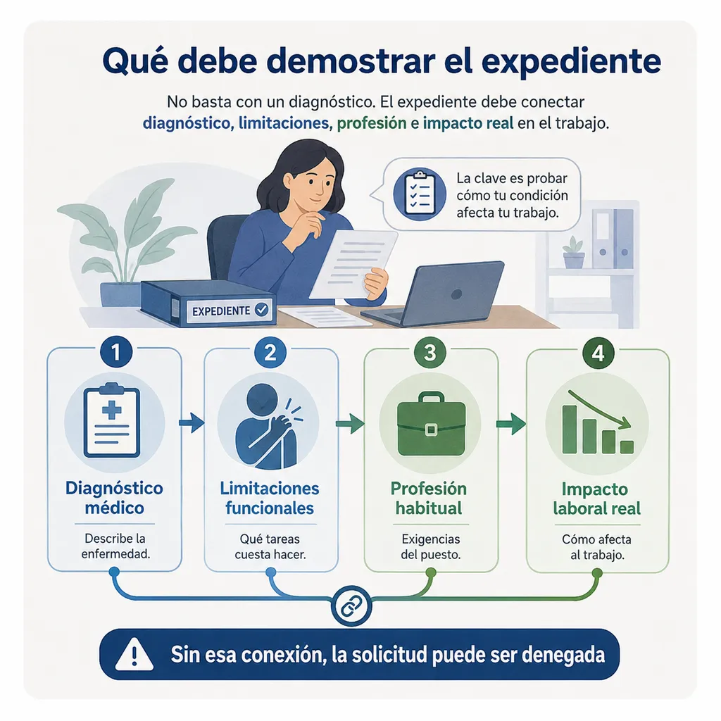 Esquema visual sobre criterios que pueden influir en los motivos para denegar una incapacidad permanente