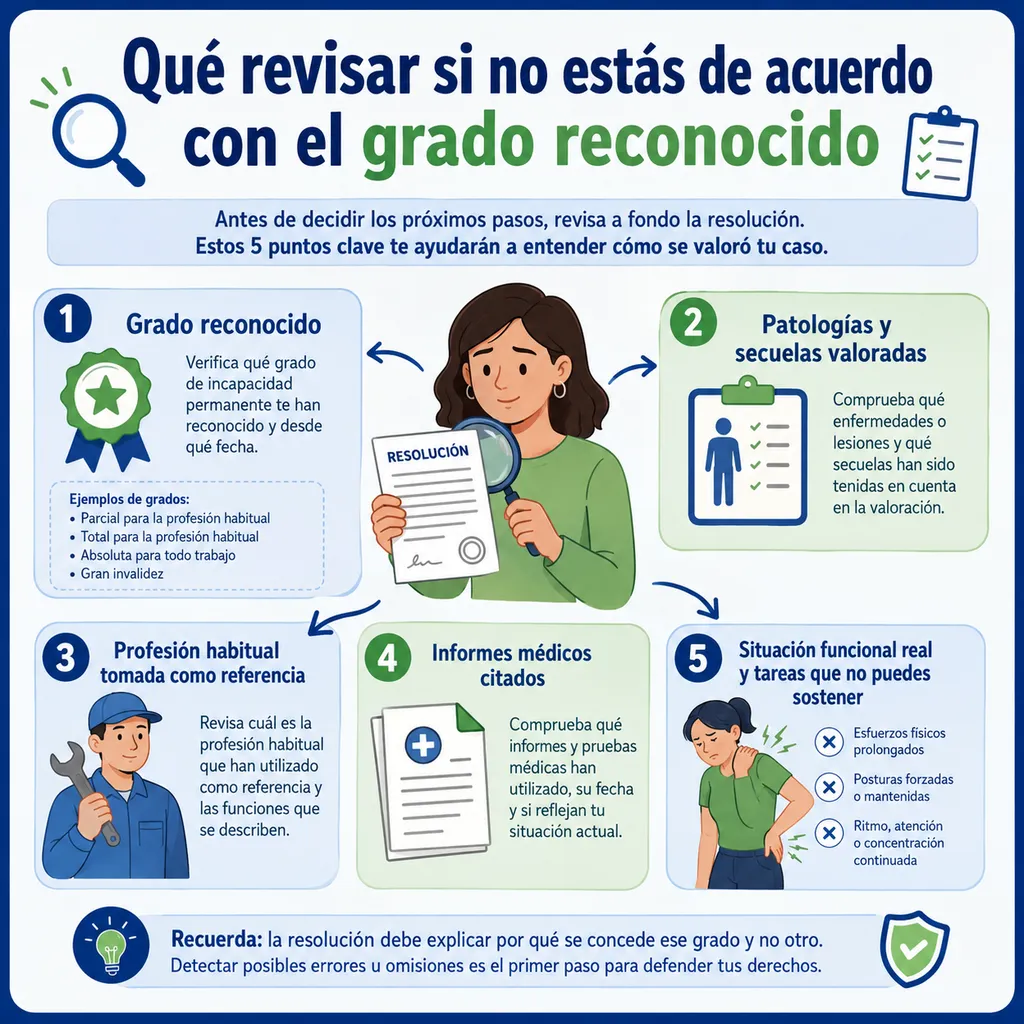 Esquema para revisar una resolución cuando no estoy de acuerdo con el grado de incapacidad permanente
