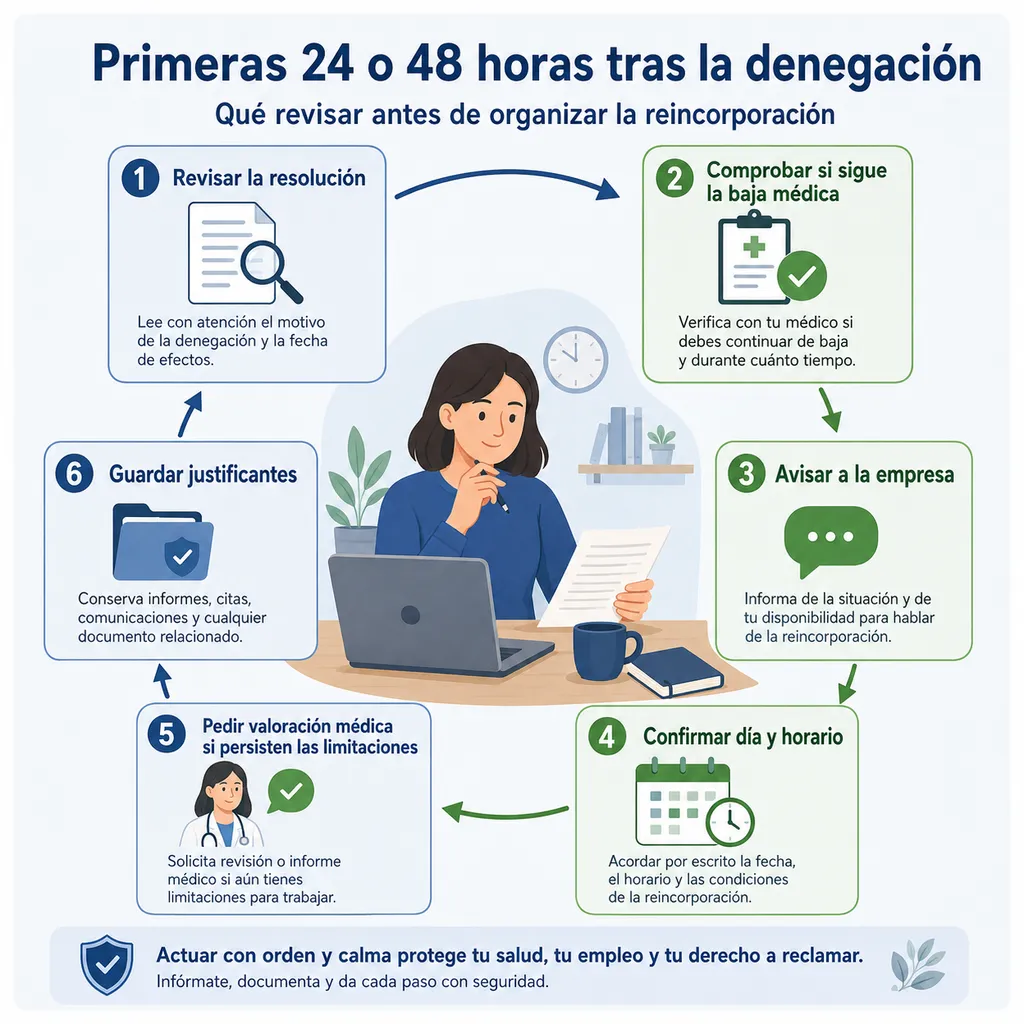 Pasos iniciales tras la denegación de la incapacidad permanente antes de reincorporarse al trabajo