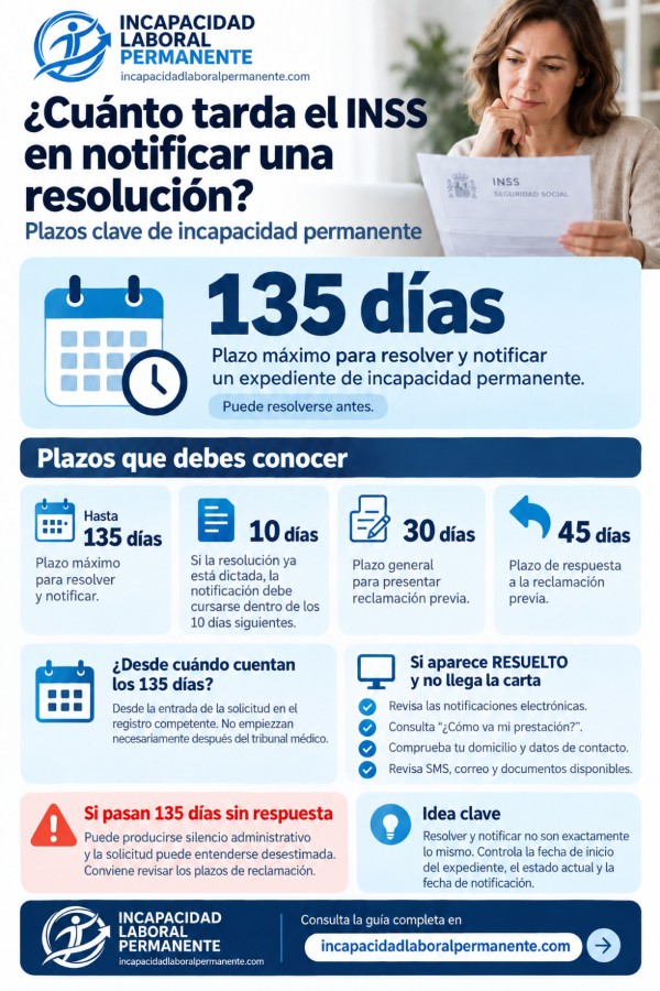 Infografia Cuánto tarda el INSS en notificar una resolución 