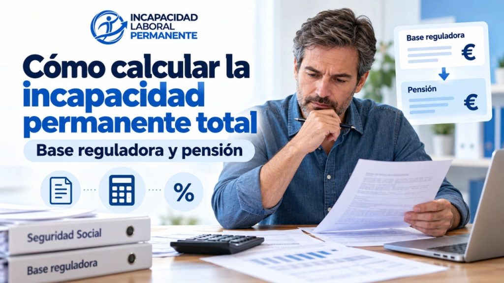 Persona calculando la pensión por incapacidad permanente total y revisando sus bases de cotización
