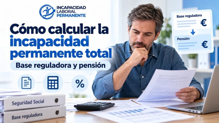 Persona calculando la pensión por incapacidad permanente total y revisando sus bases de cotización